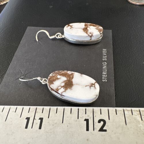 Navajo Wild Horse Turquoise Dangle Earrings | Sterling Silver | Authentic Native American Handmade | 15743