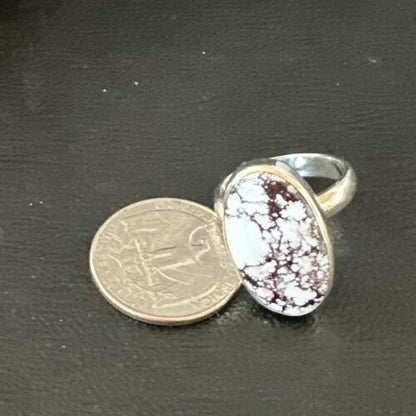 Men's and Women's Wild Horse Turquoise Ring | Navajo Sterling Silver | Sz 8 | 17360
