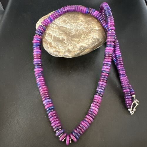 Navajo Pearls Purple Sugilite Pendant Necklace | Sterling Silver Beads | 29" | Authentic Native American Handmade | 16947
