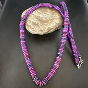 Navajo Pearls Purple Sugilite Pendant Necklace | Sterling Silver Beads | 29" | Authentic Native American Handmade | 16947