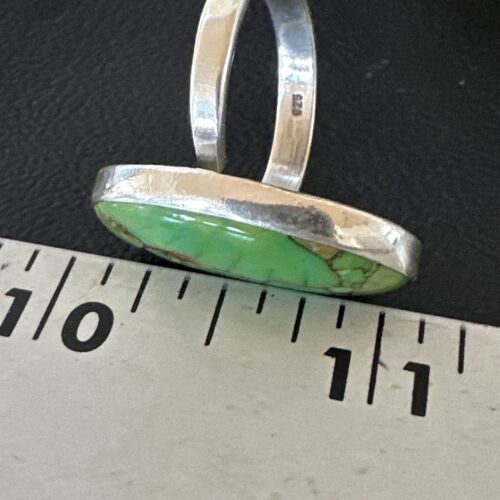 Navajo Green Mojave Turquoise Ring | Sterling Silver | Sz 8 Adjustable | Authentic Native American Handmade | 16146