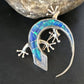 Navajo Blue Opal Lizard Pin Pendant | Inlay Gecko | Sterling Silver | Authentic Native American Handmade | 15194