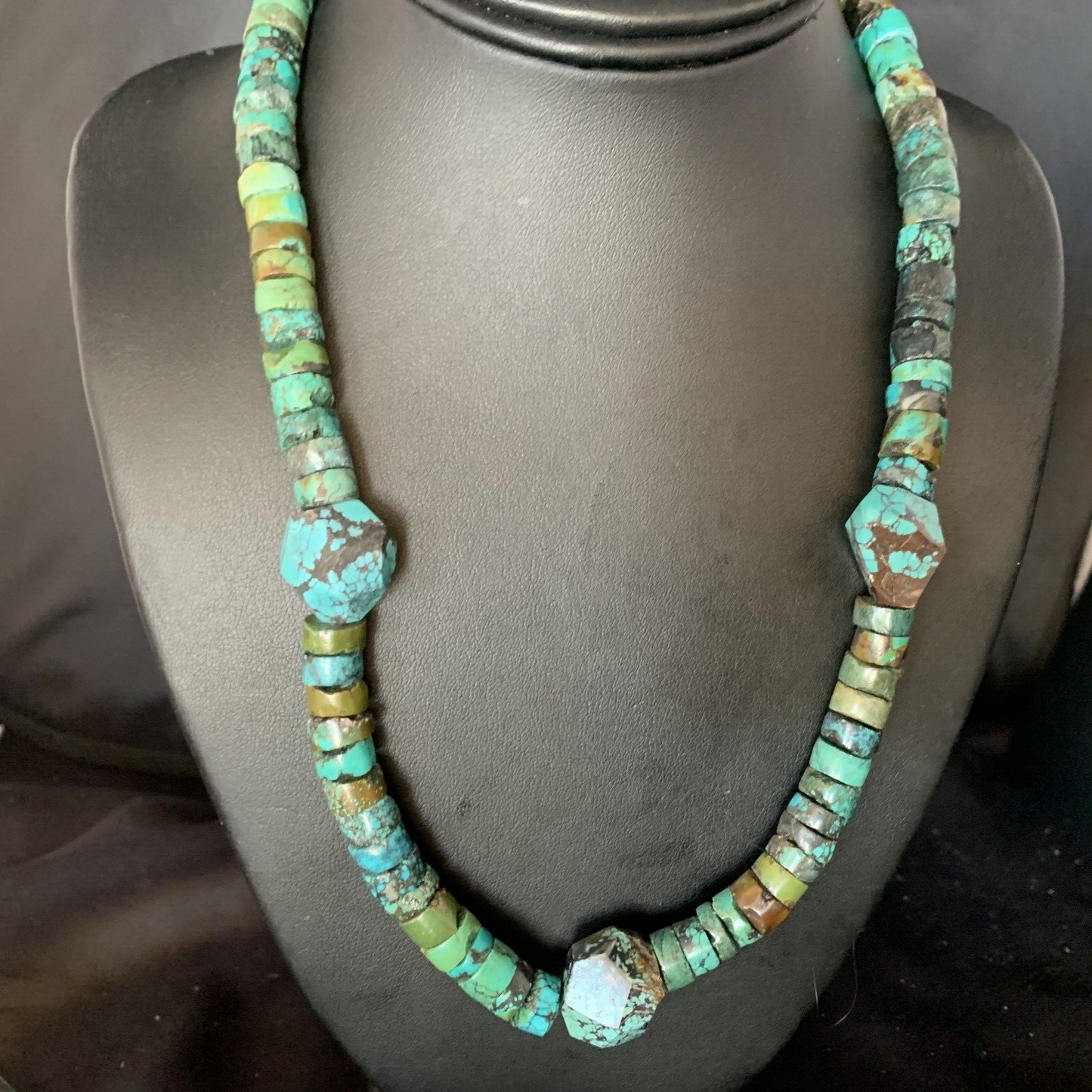 Navajo Turquoise Heishi Spiderweb Necklace | Sterling Silver | 21" | Authentic Native American Handmade | 12505