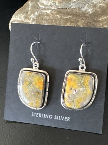 Navajo Bumblebee Jasper Earrings | Sterling Silver | Authentic Native American Handmade | 15835