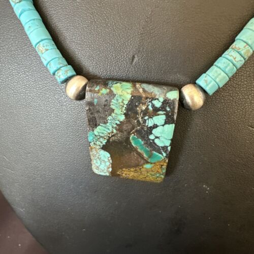 Navajo SpiderWeb Turquoise Heishi Pearls Necklace | Sterling Silver | 20" | Authentic Native American Handmade | 17098