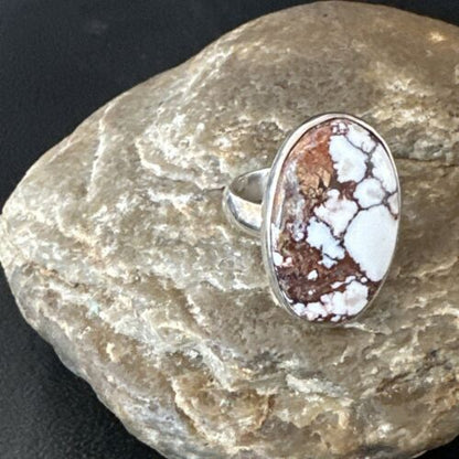 Men's Women's Wild Horse Turquoise Ring | Navajo Sterling Silver | Sz 8 | Authentic Native American Handmade | 17356