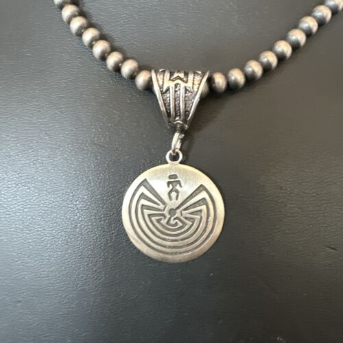 Hopi Man in the Maze Pendant | Sterling Silver Necklace | Authentic Native American Handmade | 16906