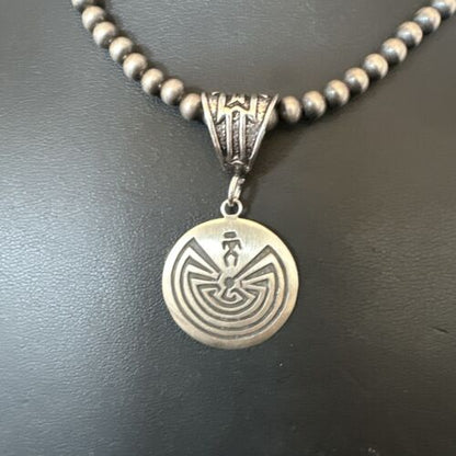 Hopi Man in the Maze Pendant | Sterling Silver Necklace | Authentic Native American Handmade | 16906