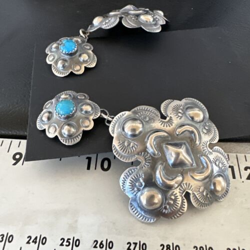 Navajo Stamped Sterling Silver Earrings Set | Handmade | 2.75" | Authentic Native American | 16341