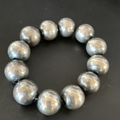 Navajo Pearls Stretch Bracelet | 14mm Beads | Sterling Silver | 7" | Authentic Native American Handmade | 15818