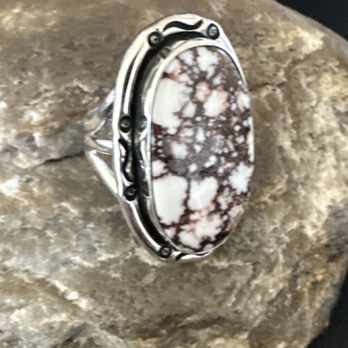 Navajo Wild Horse Turquoise Ring | Sterling Silver | Sz 7.5 | Authentic Native American Handmade | 16469