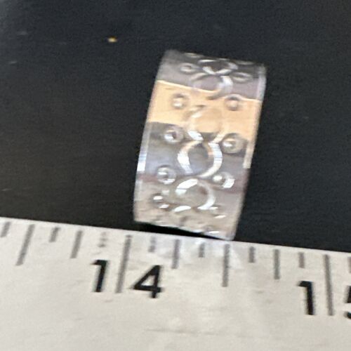 Men's Wide Band Navajo Stamped Ring | Sterling Silver | Sz 11 | Authentic Native American Handmade | 14978