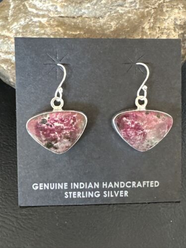 Purple Mojave Turquoise Dangle Earrings | Sterling Silver | Authentic Native American Handmade | 15786