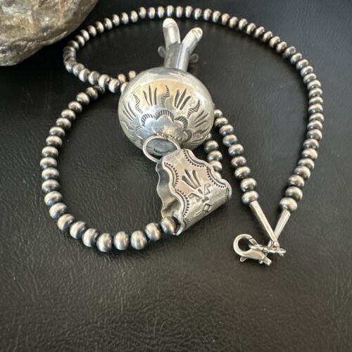 Native American Navajo Sterling Silver Necklace | 3" Naja Pendant | 20" | 16803