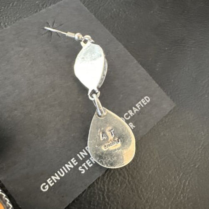 Navajo Orange Spiny Oyster Dangle Earrings | Sterling Silver | 1.5" | Authentic Native American Handmade | 16561