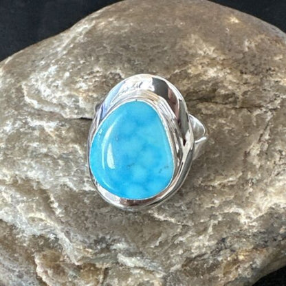 Navajo Blue Kingman Turquoise Ring | Sterling Silver | Sz 10 | Authentic Native American Handmade | 16582