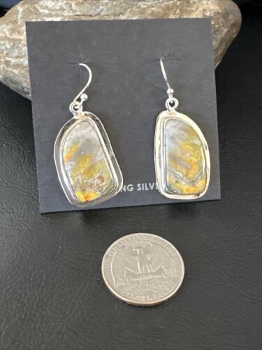 Navajo Bumblebee Jasper Earrings | Sterling Silver | Authentic Native American Handmade | 15829
