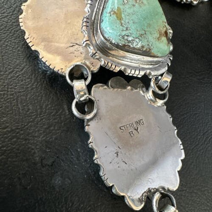Navajo Blue Royston Turquoise Lariat Necklace | Sterling Silver | Handmade Native American Jewelry | 15271