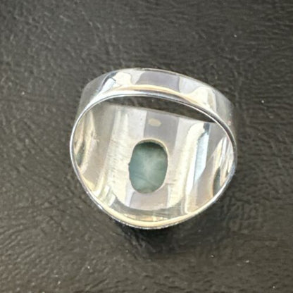 Navajo Blue Larimar Ring | Sterling Silver | Sz 10 | Authentic Native American Handmade | 17653
