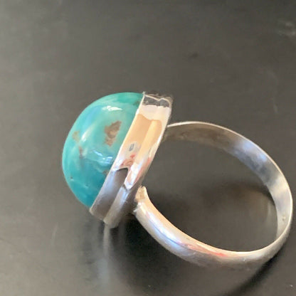 Navajo Spiderweb Blue Turquoise Ring | Sterling Silver | Sz 6 | Authentic Native American Handmade | 11429