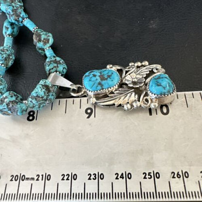Navajo Kingman Turquoise Nugget Pendant | Sterling Silver Necklace | Multi-Stone | 21" | 17507