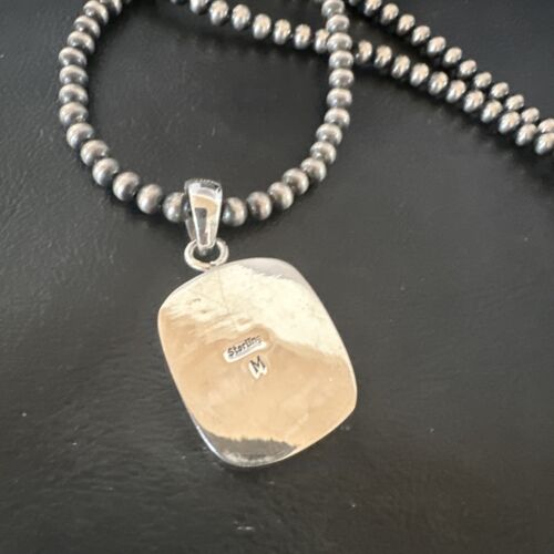 Blue Kingman Turquoise Pendant | Navajo Pearls | Sterling Silver Necklace 20" | 16697