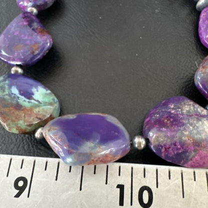 Navajo Pearl Purple Mojave Turquoise Pendant Necklace | Sterling Silver | Authentic Native American Handmade | 21" | 17500