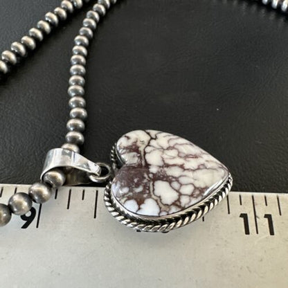 Navajo Wild Horse Heart Pendant Necklace | Sterling Silver | Authentic Native American Handmade | 16367