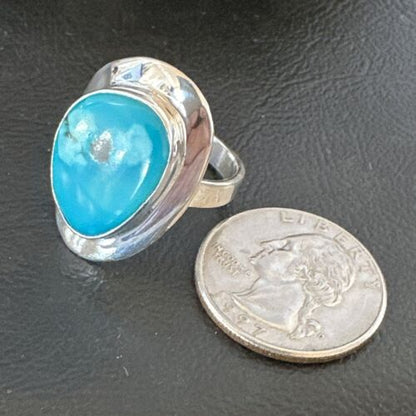 Navajo Blue Kingman Turquoise Ring | Sterling Silver | Sz 10 | Authentic Native American Handmade | 16583