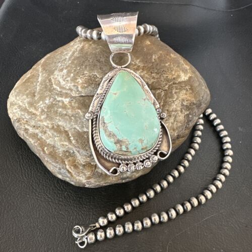 Women's Royston Turquoise Pendant Necklace | Navajo Pearls | Sterling Silver | 17061