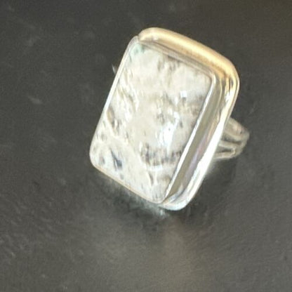 Southwestern Navajo White Buffalo Turquoise Ring | Sterling Silver | Sz 9 | 15000