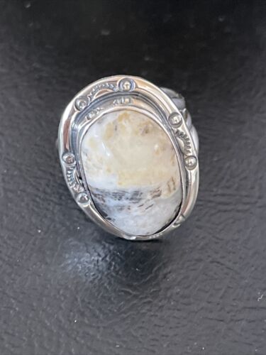 Navajo White Buffalo Turquoise Ring | Sterling Silver | Sz 6 | Authentic Native American Handmade | 10596