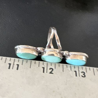 Navajo Blue Dry Creek Turquoise Multi-Stone Ring | Authentic Native American Sterling Silver | Sz 10.5 | 16730