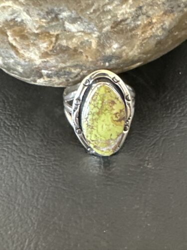 Navajo Green Gaspeite Ring | Sterling Silver | Sz 8 | Authentic Native American Handmade | 16398
