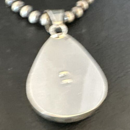 Navajo Green Turquoise Pendant Necklace | Sterling Silver | Authentic Native American Handmade | 15021