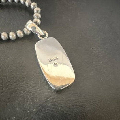 Navajo Blue Kingman Turquoise Pendant Necklace | Sterling Silver | 20" | Authentic Native American Handmade | 16698