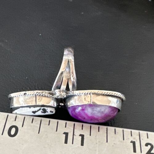 Navajo White Buffalo Turquoise Sugilite Ring | Authentic Native American Sterling Silver | Multi-Stone | Sz 9.5 | 16718