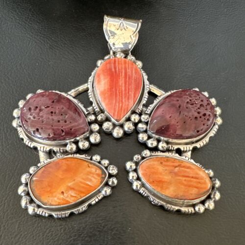 Navajo Spiny Oyster Naja Pendant Necklace | Sterling Silver | Native American Handmade | 16099