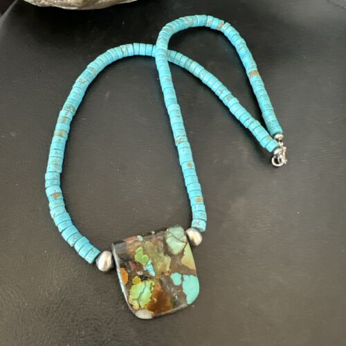 Navajo SpiderWeb Turquoise Heishi Pearls Necklace | Sterling Silver | 20" | 17033
