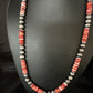 Navajo Pearls Red Spiny Oyster Necklace | 8mm Sterling Silver | Authentic Native American Handmade | 22" | 14850