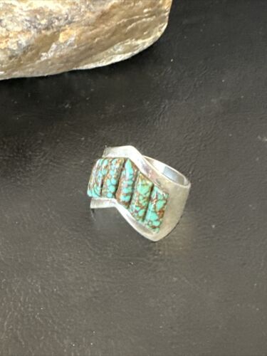 Navajo Men's Inlay Blue Spiderweb Turquoise Ring | Sterling Silver | Sz 12 | 15914