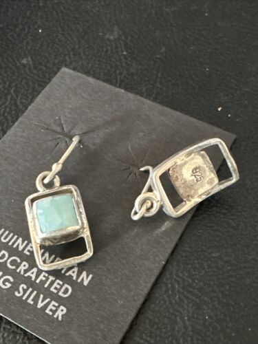 Navajo Blue Larimar Beads Dangle Earrings | Sterling Silver | Authentic Native American Handmade | 14928
