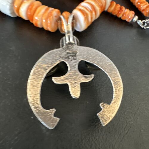 Navajo White Buffalo Turquoise Spiny Naja Pendant Necklace | Sterling Silver | 23" | 15027 - Masha USA