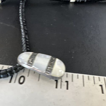 Navajo Mother of Pearl & Onyx Heishi Necklace | Sterling Silver | Authentic Native American Handmade | 18" | 15264