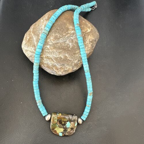 Navajo SpiderWeb Turquoise Heishi Pearls Necklace | Sterling Silver | 20" | 17031