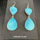 Navajo Blue Kingman Turquoise Dangle Earrings | Sterling Silver | Authentic Native American Handmade | 15108