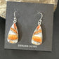 Navajo Blue Turquoise & Orange Spiny Oyster Inlay Dangle Earrings | Sterling Silver | 15583