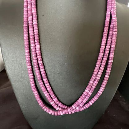 Sugilite Heishi Bead Necklace | 3 Strand | Stabilized Sterling Silver | 20" | 16176