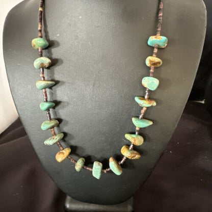 Navajo Royston Turquoise Shell Heishi Bead Necklace | Sterling Silver | 20" | 16956