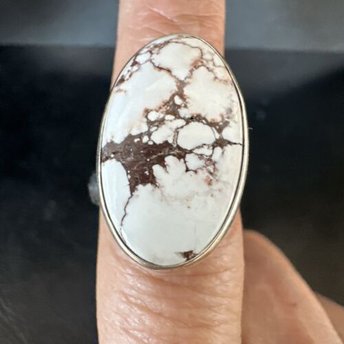 Men's and Women's Wild Horse Turquoise Ring | Navajo Sterling Silver | Sz 8 | Authentic Native American Handmade | 17280